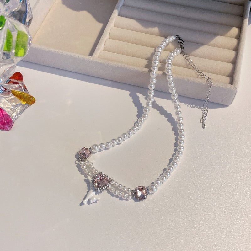 Colliers de lapin en zircon de perles de style cool et doux