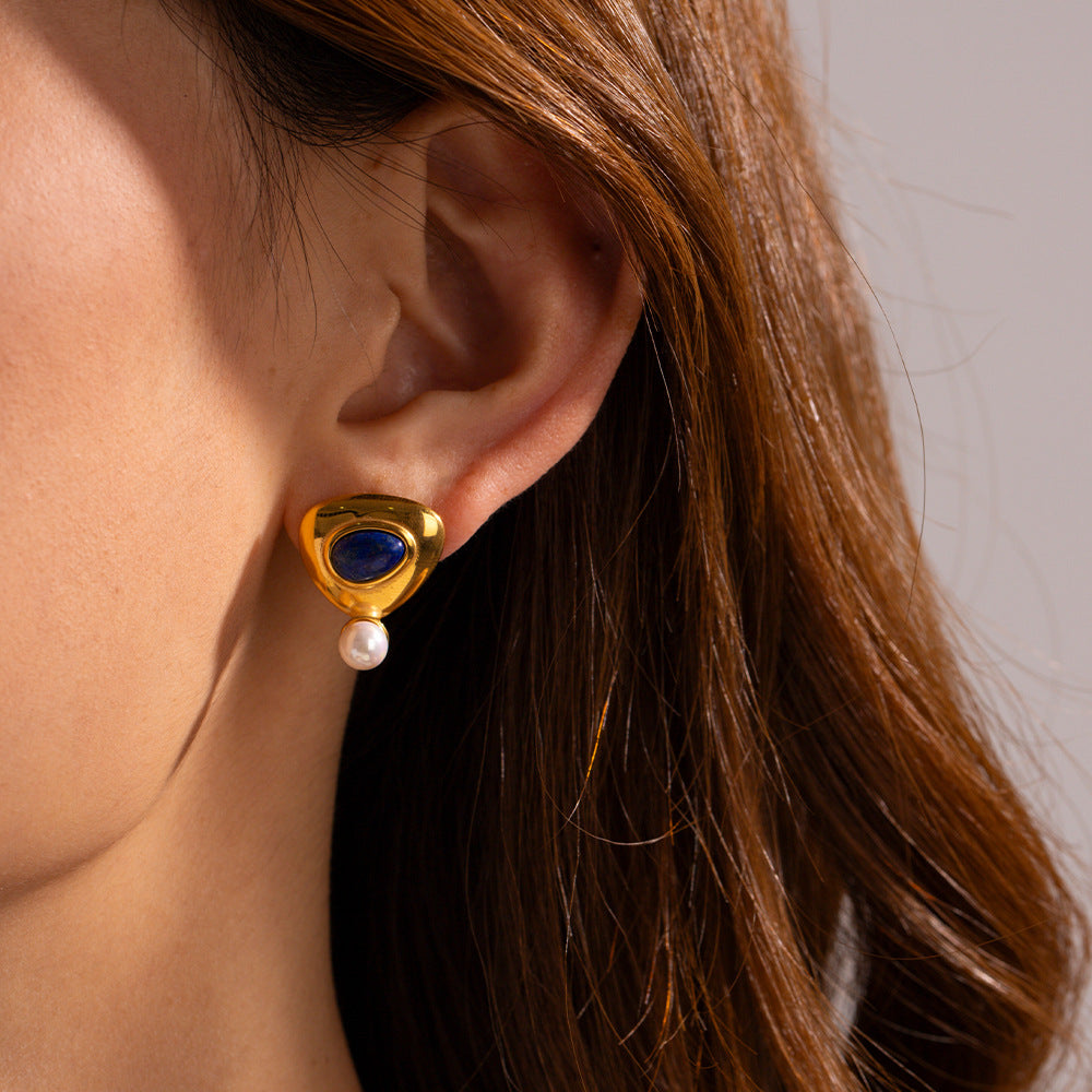 Summer Style French Vintage Inlaid Lapis Necklaces