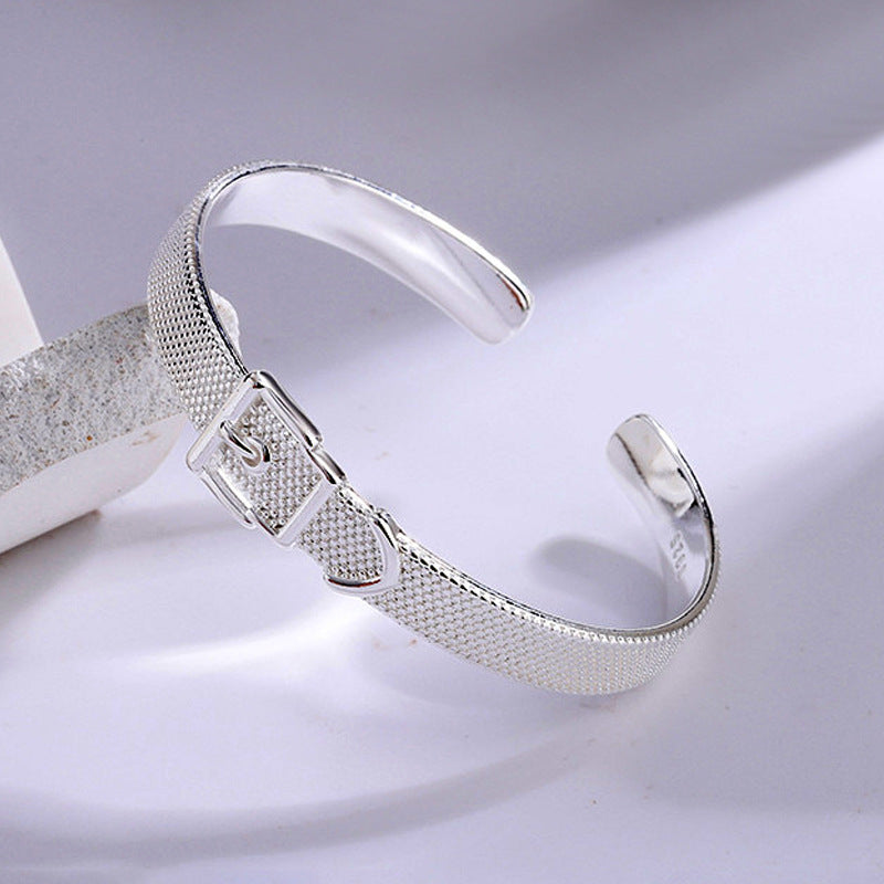 Unique Buckle Trendy Design Personality Sier-plated Bracelet