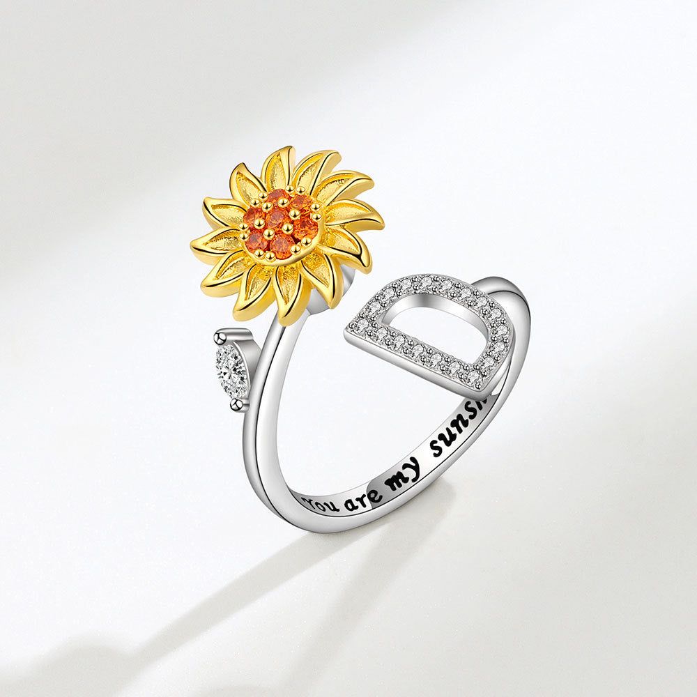 Sunflower Spinning Adjustable Letter Rotating Decompression Rings
