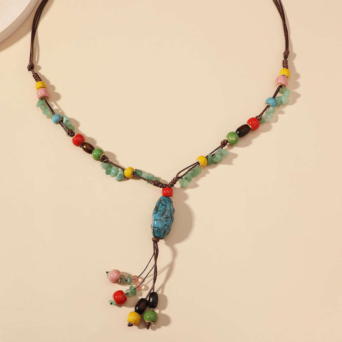 Fashion Beaded Ceramic Beads Bohemian Gravel Color Necklaces