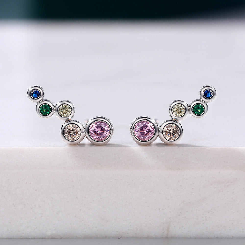 Women's Shi Elegant Shining Simple Circle Inlaid Stud Earrings