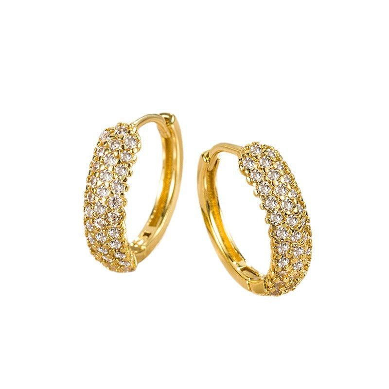 Circle Zircon Trendy Design Full Diamond Super Flash Exquisite Versatile Earrings