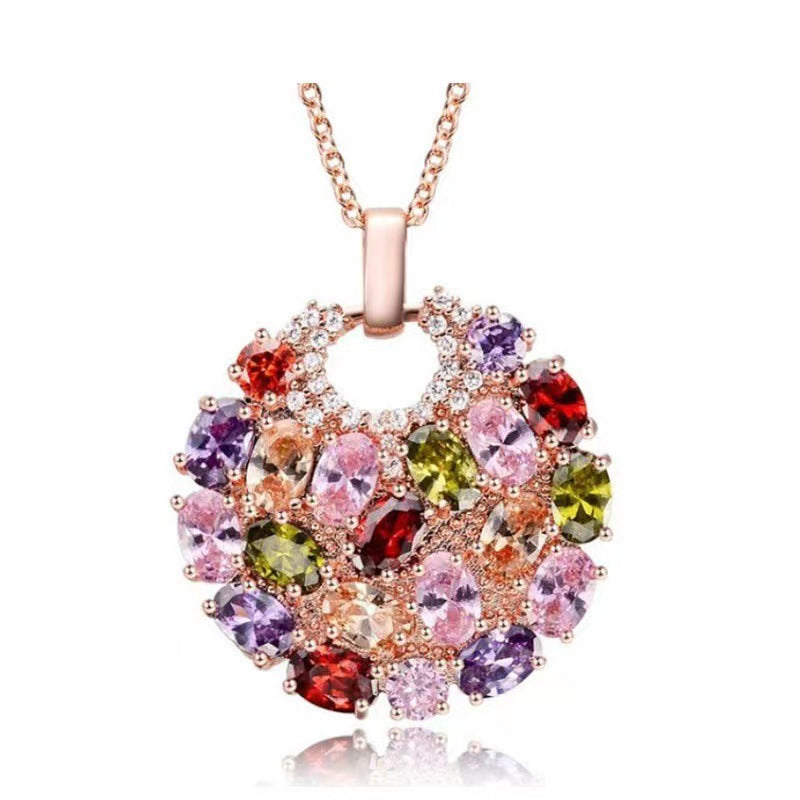 Exaggerated Crystal Suite Color Zircon Three-piece Rings