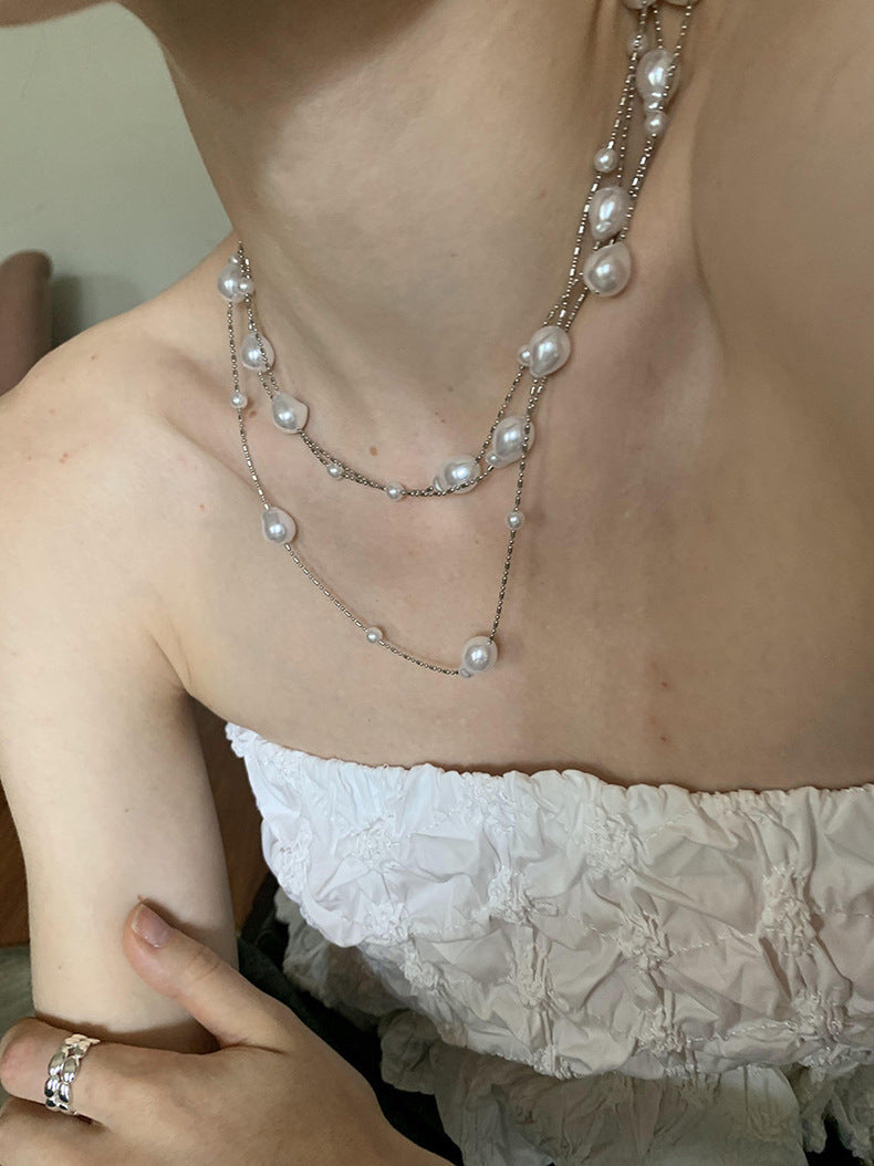 Colliers de luxe légers rétro baroques avec perles de clavicule de haute qualité