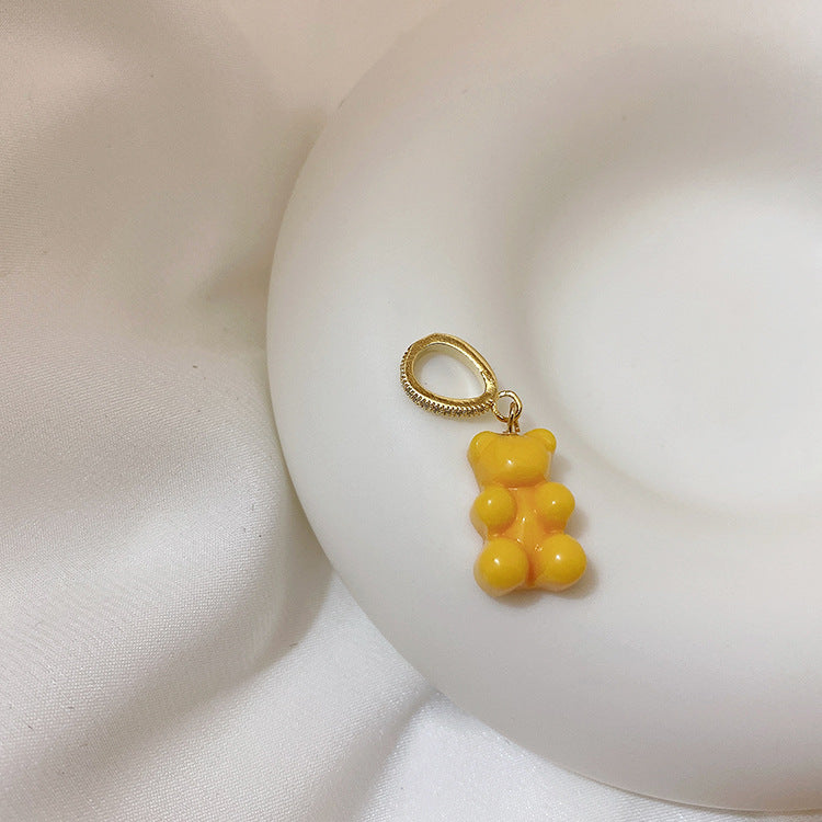 Colliers féminins avec pendentif Smiley en métal ours transparent