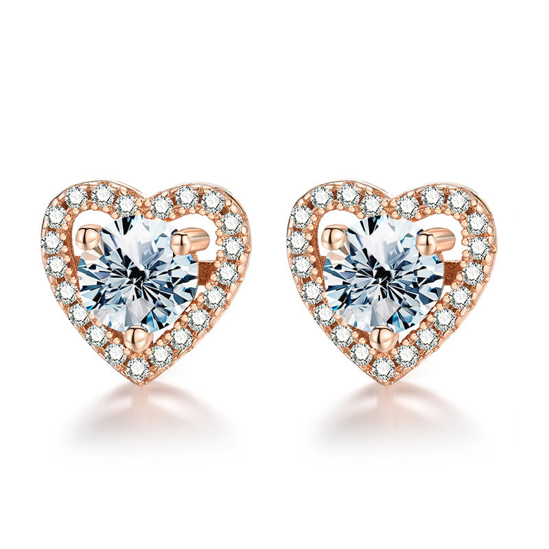 Women's Love Moissanite Simple Graceful Platinum Sterling Earrings