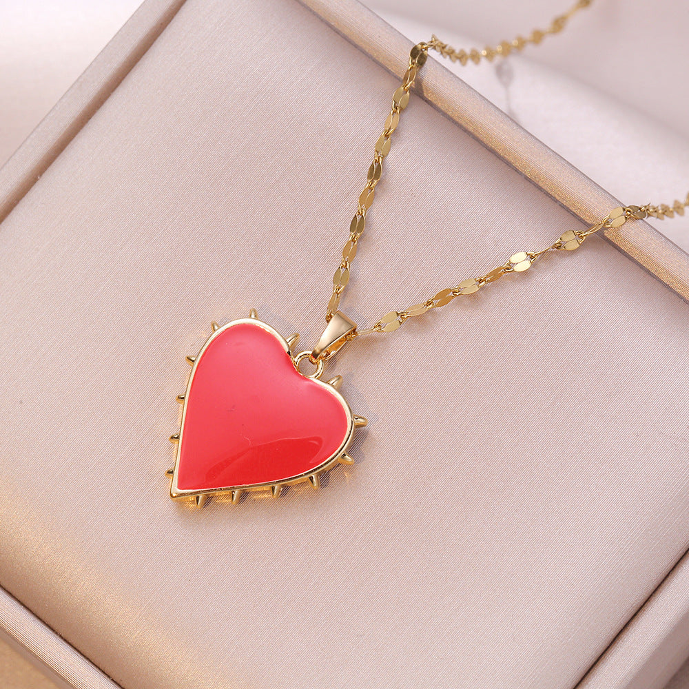 For Red Micro Inlaid Zircon Love Necklaces