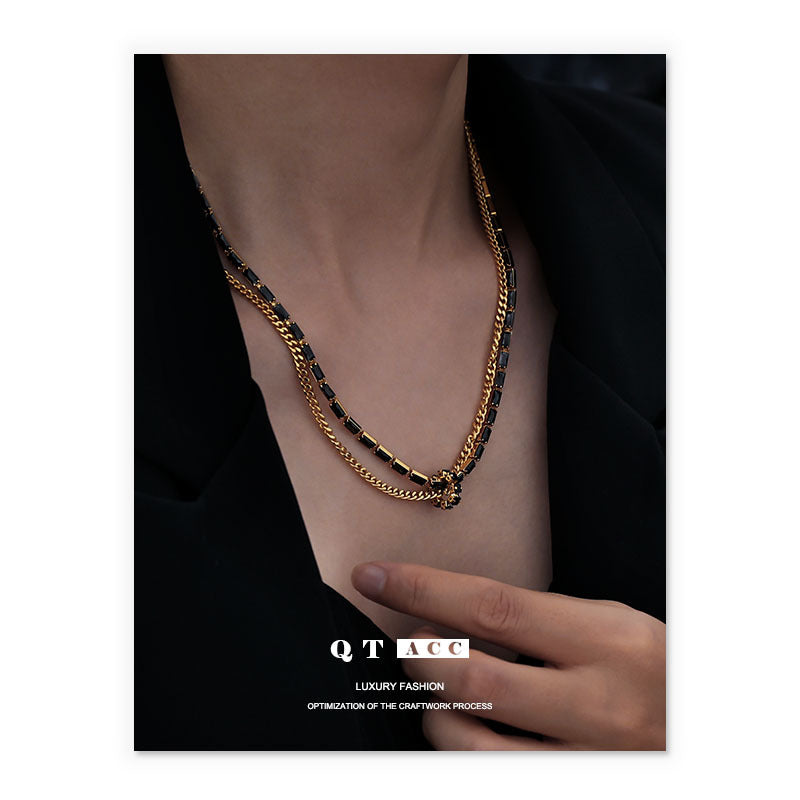 Black Special Interest Light Luxury Zircon Necklaces