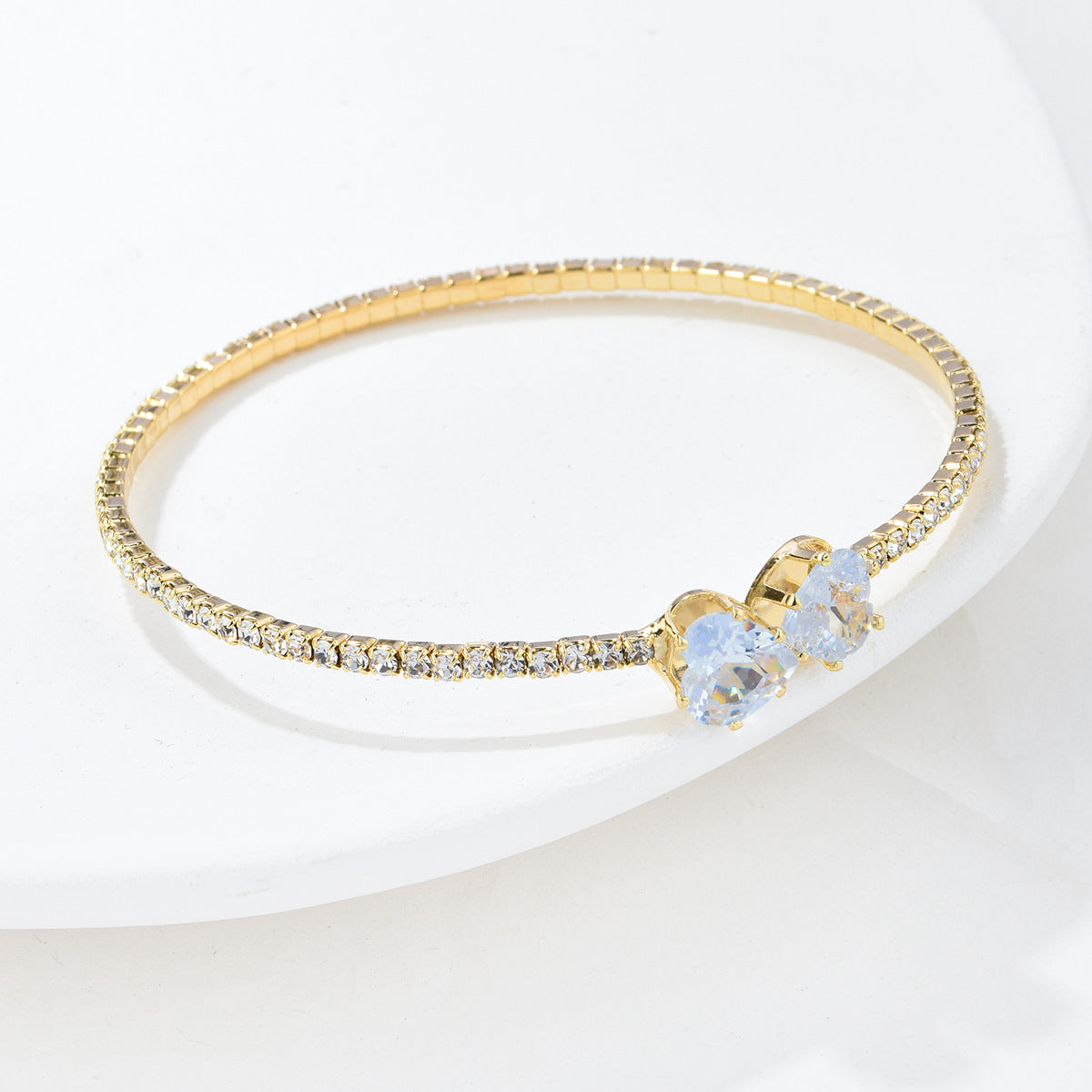 Fashion Bridal Elegant Shiny Rhinestone Pearl Single Row Hand Bracelet