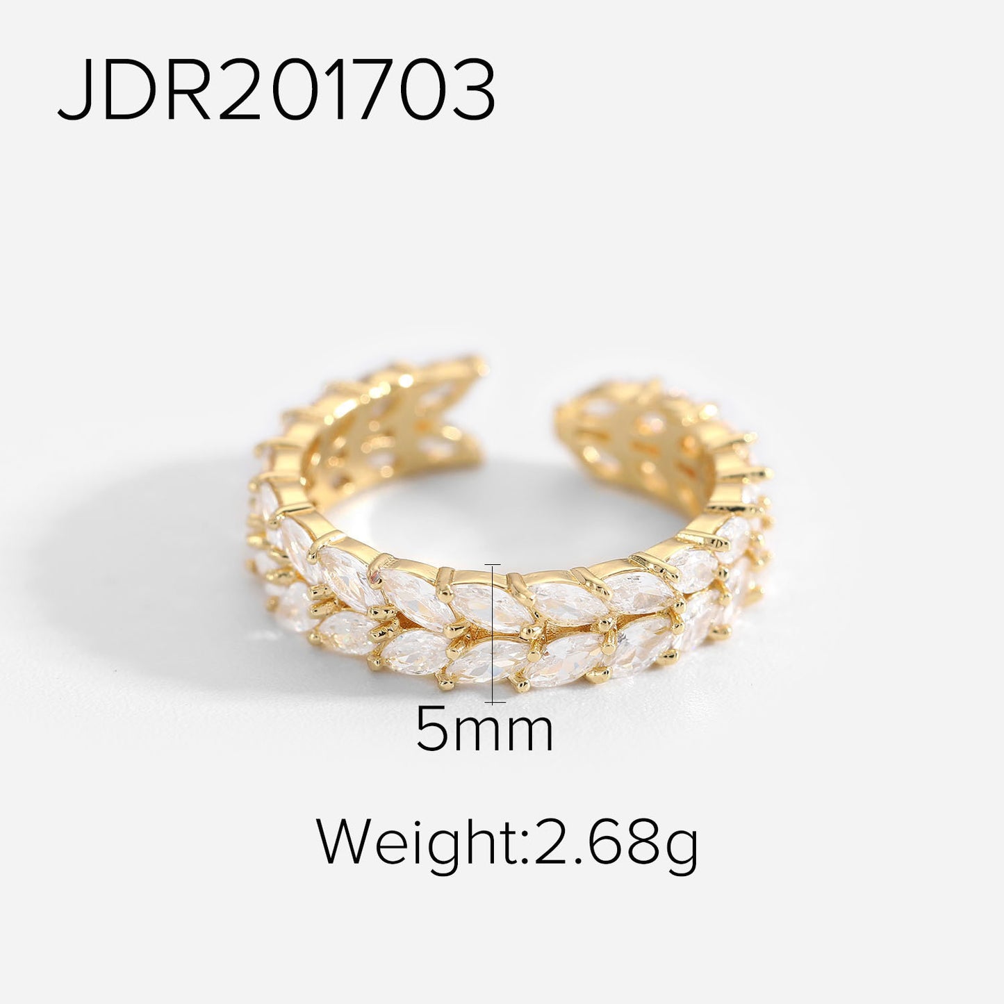 Women's Plated Trinket Brass Strip Zircon Jewelry Shiny Rings