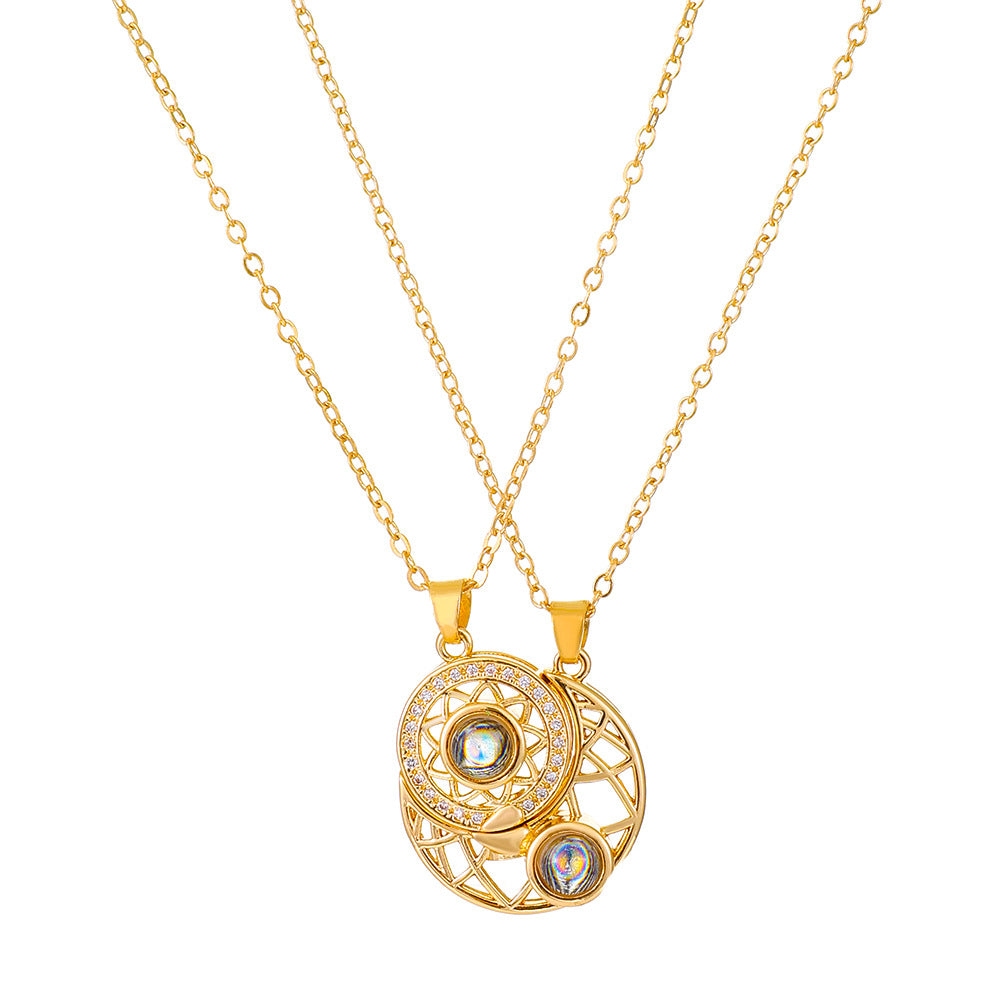 Colliers pour femmes, hommes et projection de couple de lune, une paire