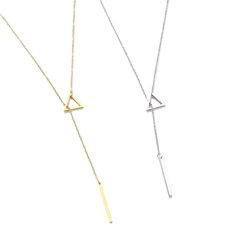 Women's Triangle Pendant Versatile Design Long Sweater Necklaces