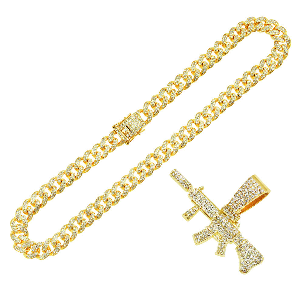 Pendentif pistolet tridimensionnel pour hommes, colliers dominateurs cubains Cool