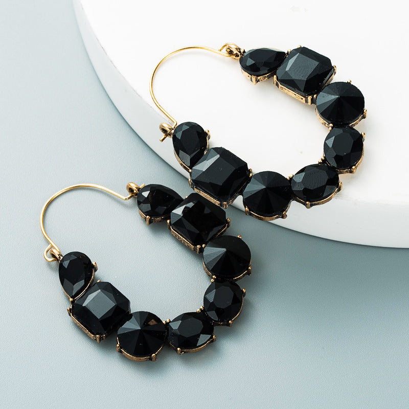 Alloy Inlaid Color Rhinestone Fashion Temperament Super Earrings