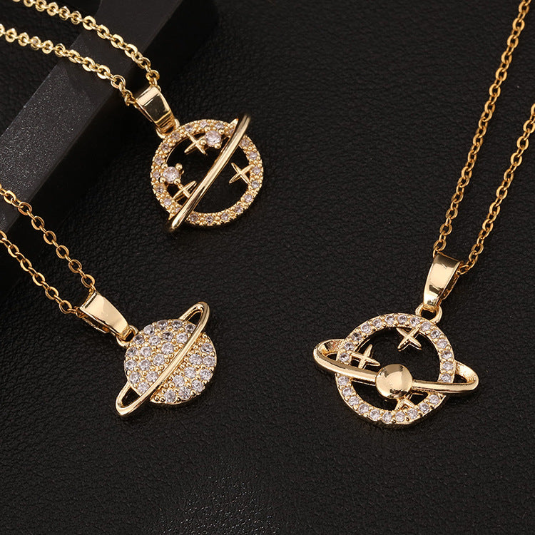 Colliers en Zircon de couleur avec micro incrustation de cuivre Planet