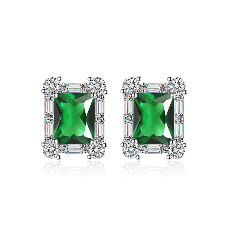 Vintage Emerald Crystal Female Pink Zircon Earrings