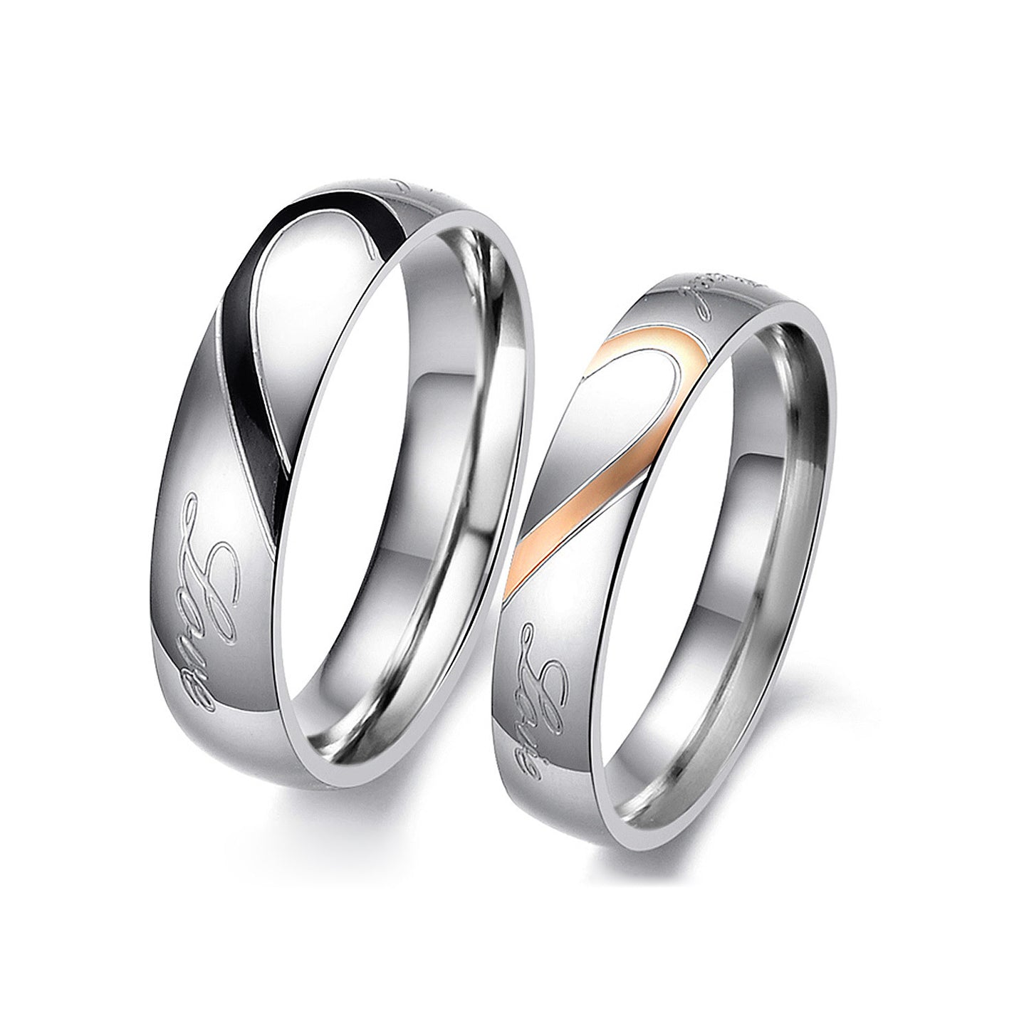 Jewelry Heart-shaped Puzzle Titanium Steel Valentine's Rings