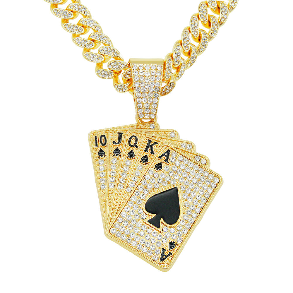 Accessoires de pendentif de poker personnalisés, colliers Hip Hop