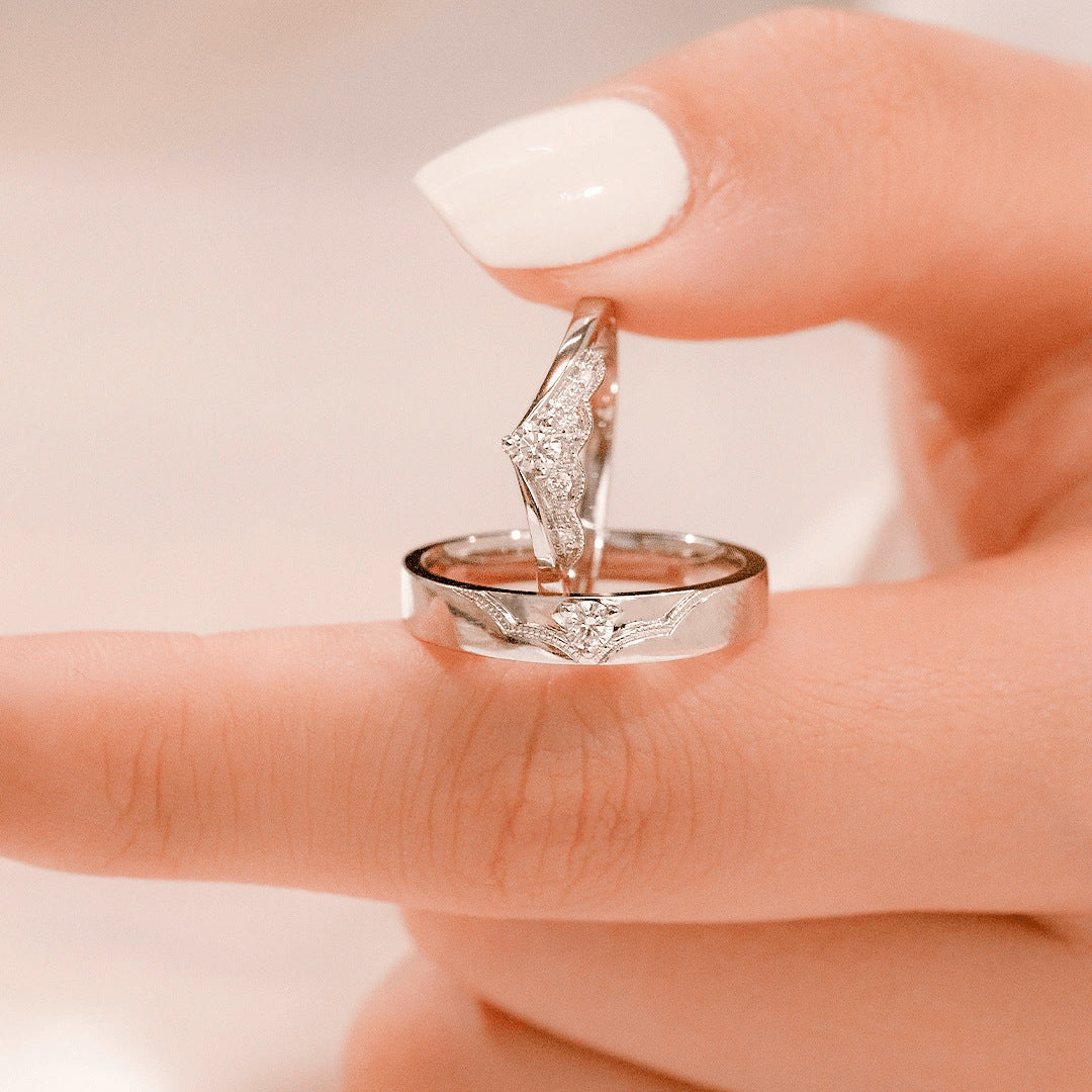 Paarringe mit Engelsflügeln aus Sterlingsilber für Damen und Herren