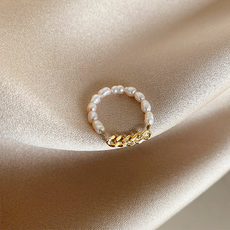 Damen-Design, Süßwasserperle, Zirkonkette, einfacher Anzug, anmutige Ringe