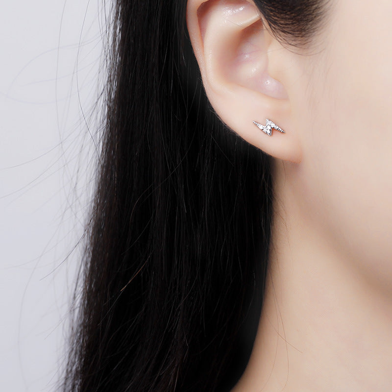 Version Small Sier Needle Lightning Female Earrings