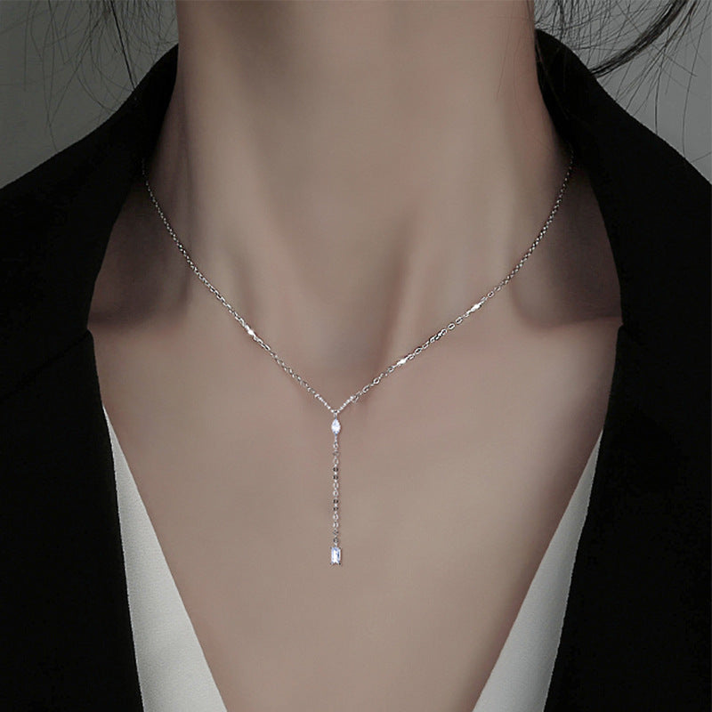 Colliers simples pour femmes, chaîne avec pendentif en diamant, clavicule