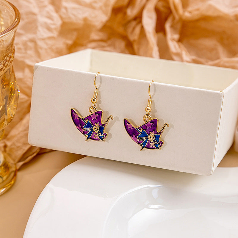 Halloween Bat Pumpkin Funny Horror Skull Eye Beads Earrings