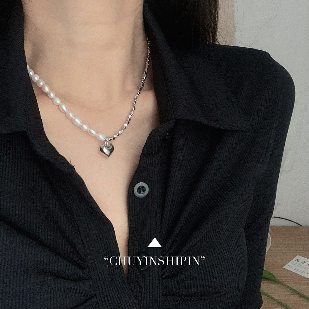 Women's Sier Freshwater Pearl Small Pieces Of Love Light Luxury Necklaces