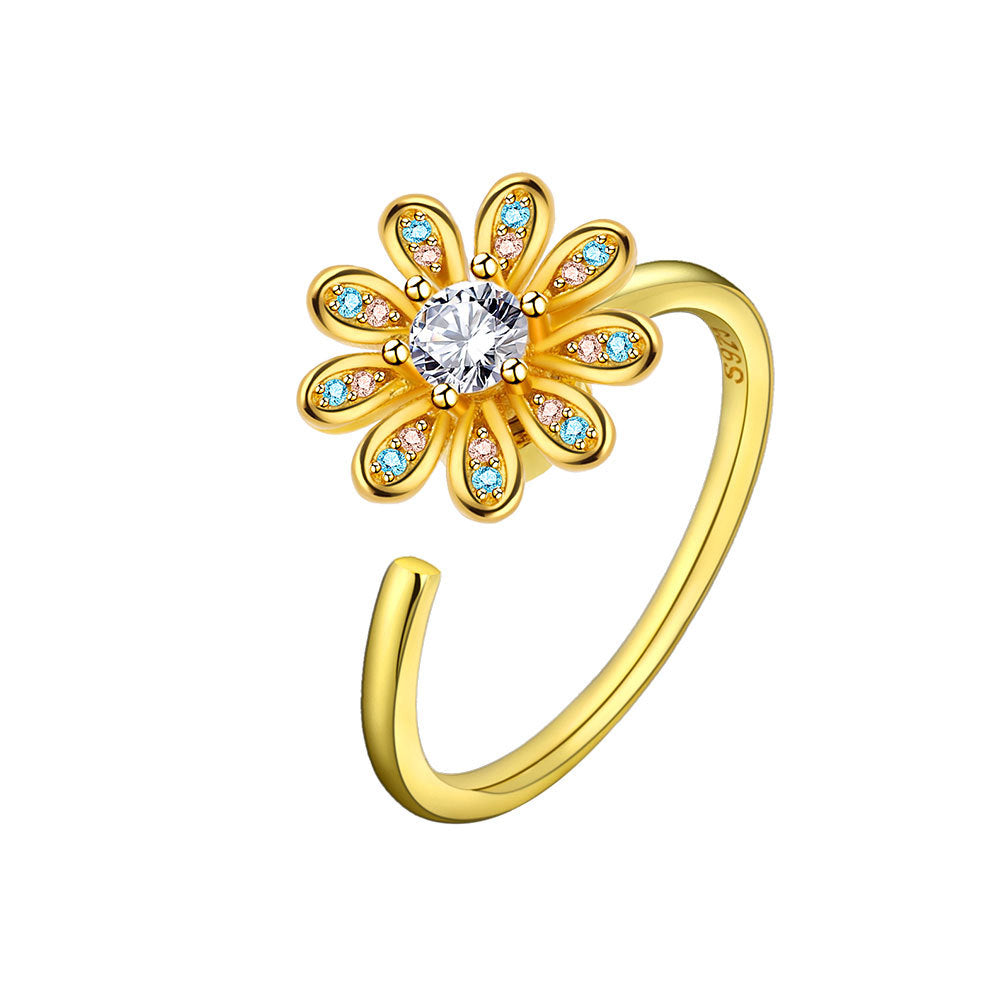 Rotatable Daisy Flower Wind Opening Adjustable Rings