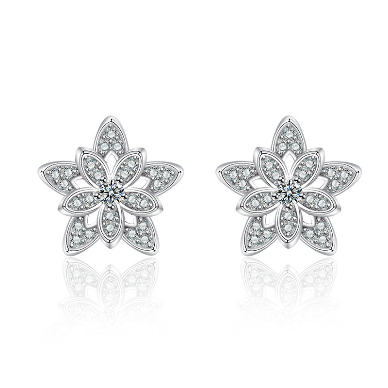 Refined Zircon Snowflake Ear Niche Design Earrings