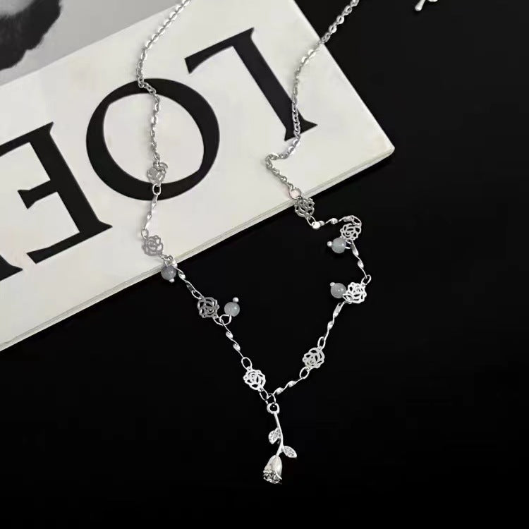 Colliers rétro avec pendentif Mori pour femme, couture de roses, doux et frais