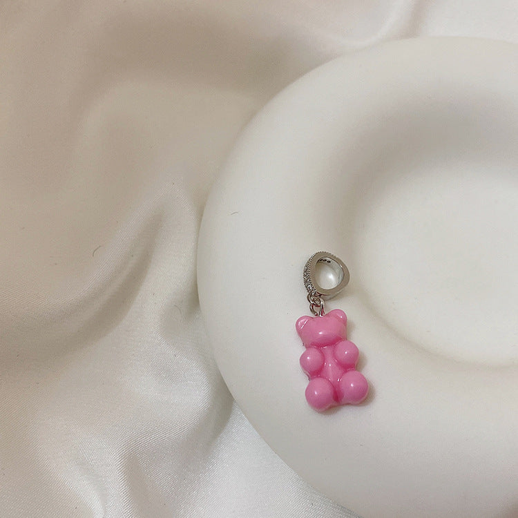 Colliers féminins avec pendentif Smiley en métal ours transparent
