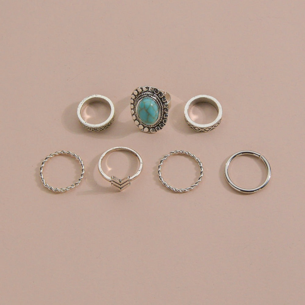 Ensembles de correspondance en alliage de mode turquoise, bagues d'articulation