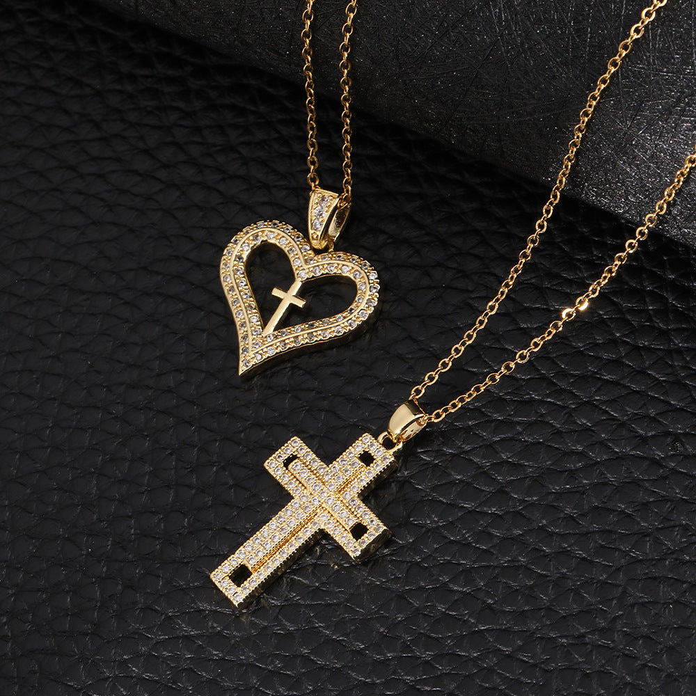 Pendentif croix d'amour, colliers de conception féminine de haute qualité