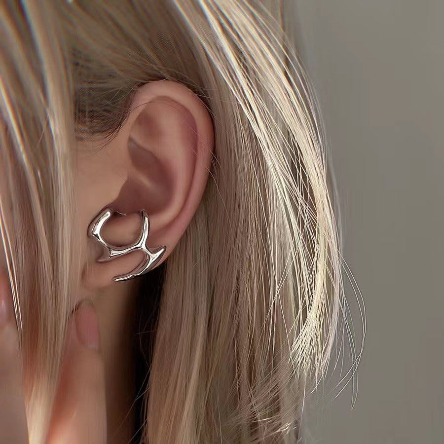 Women's Irregular Liquid Metal Hollow Unique Design Cold Style Stud Earrings