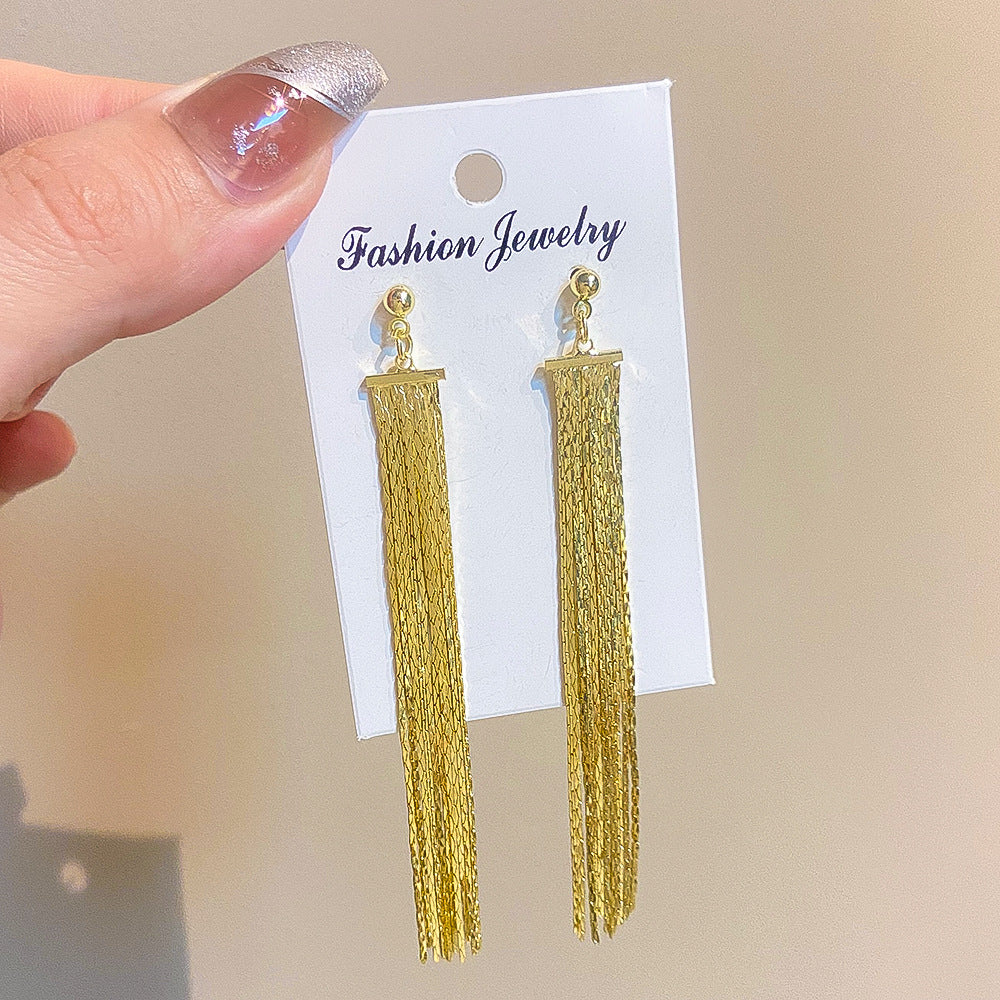 Exaggerated Long Fringe Summer Temperament Copper Earrings