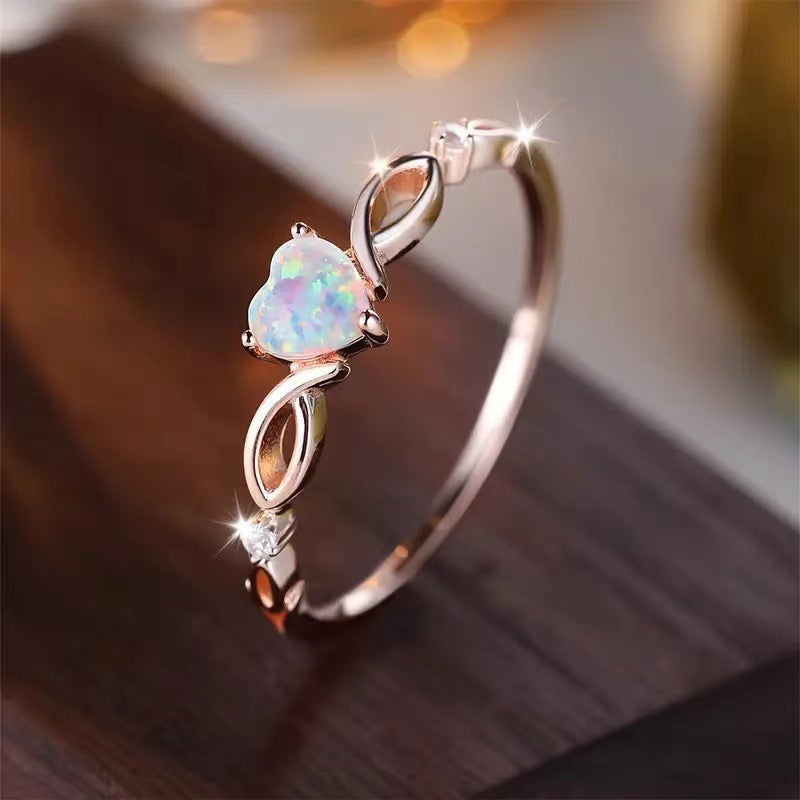 Women's Simple Fresh Love Heart-shaped Temperamental Personalized Ring