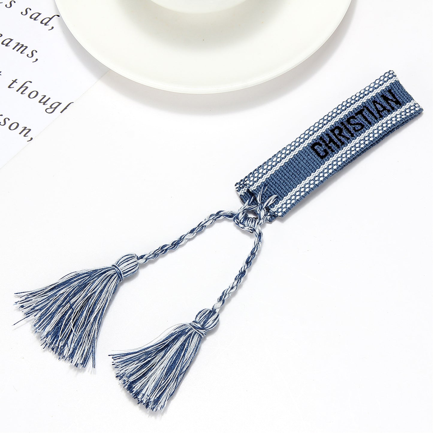 Women's To Joy Lucy Letter Embroidered Fashion Tassel Wristband Bracelets