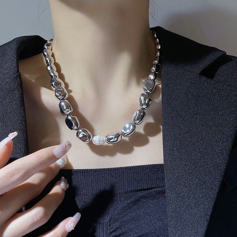 Colliers de perles irréguliers spéciaux en argent de mode de personnalité à la mode