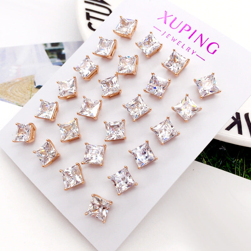 Women's Super Flash Four Claw Square Simple Earrings