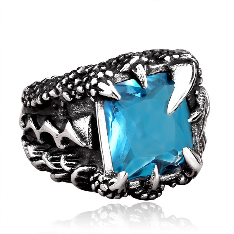 Men's Retro Ornament Titanium Steel Zircon Domineering Personalized Rings