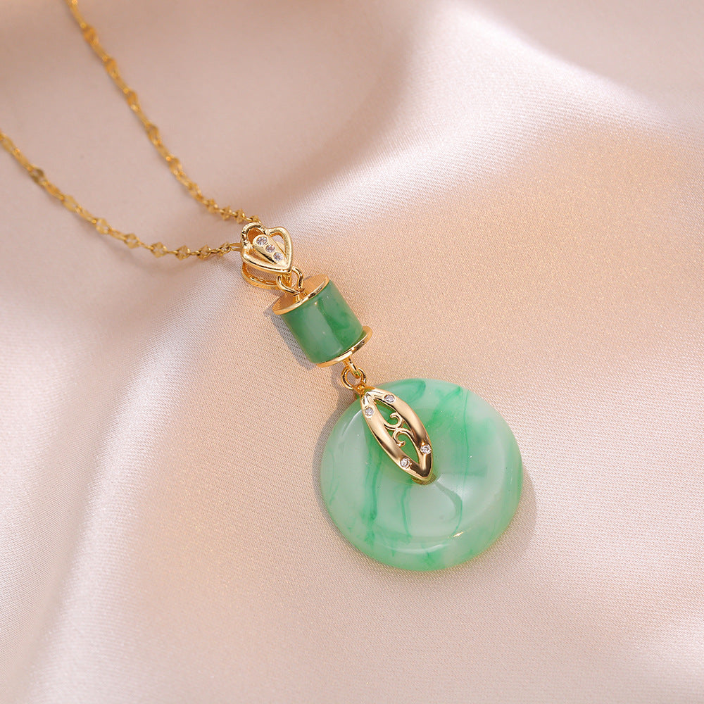 Women's Ice Flower Diamond Pendant Peace Buckle Necklaces