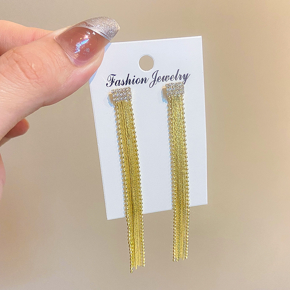 Exaggerated Long Fringe Summer Temperament Copper Earrings