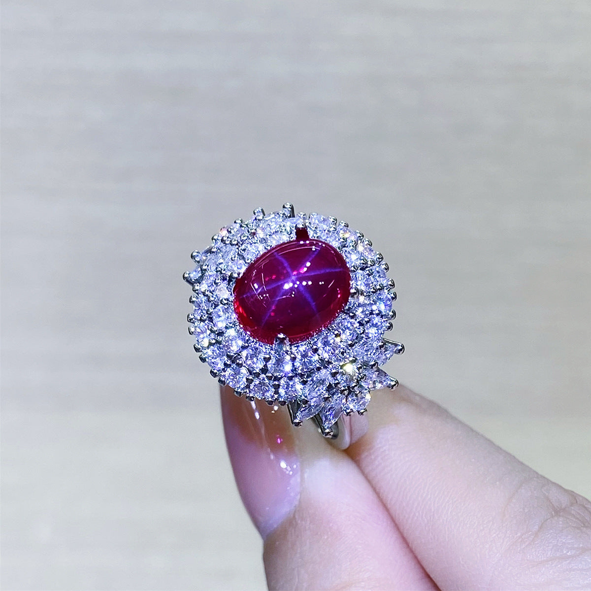 Pigeon Blood Full Diamond Open Female Rings