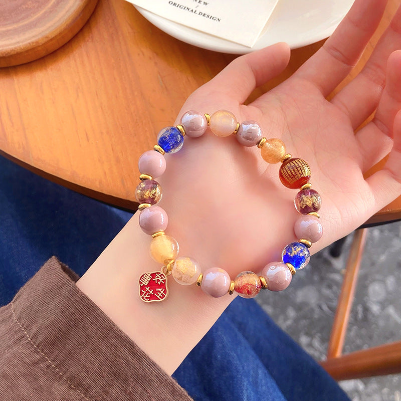 Temple Light Luxury Design Fragrant Gray Glaze Blessing Bracelets