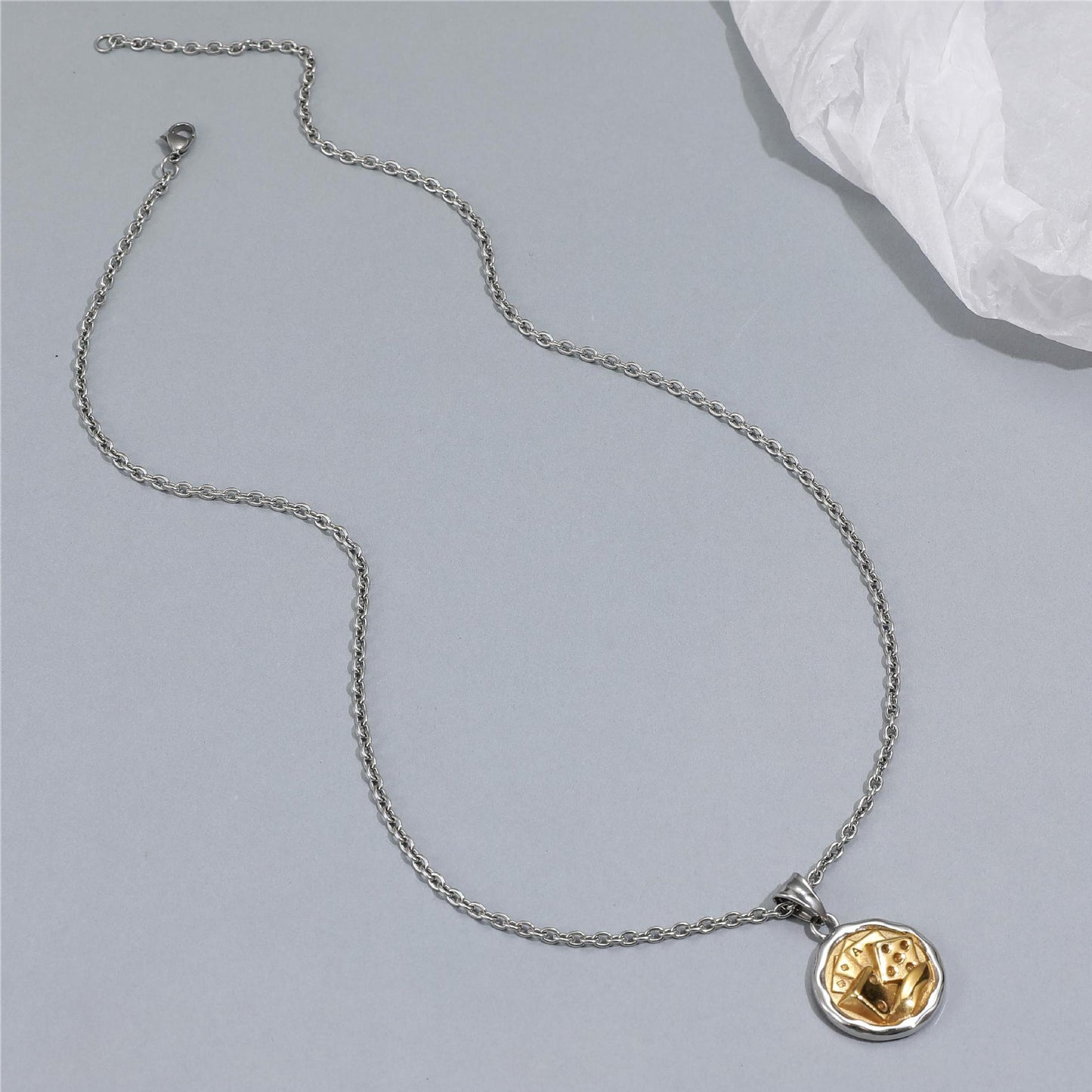 Men's Fashion Titanium Steel Hip Hop Sweater Chain Accessories Dice Necklaces