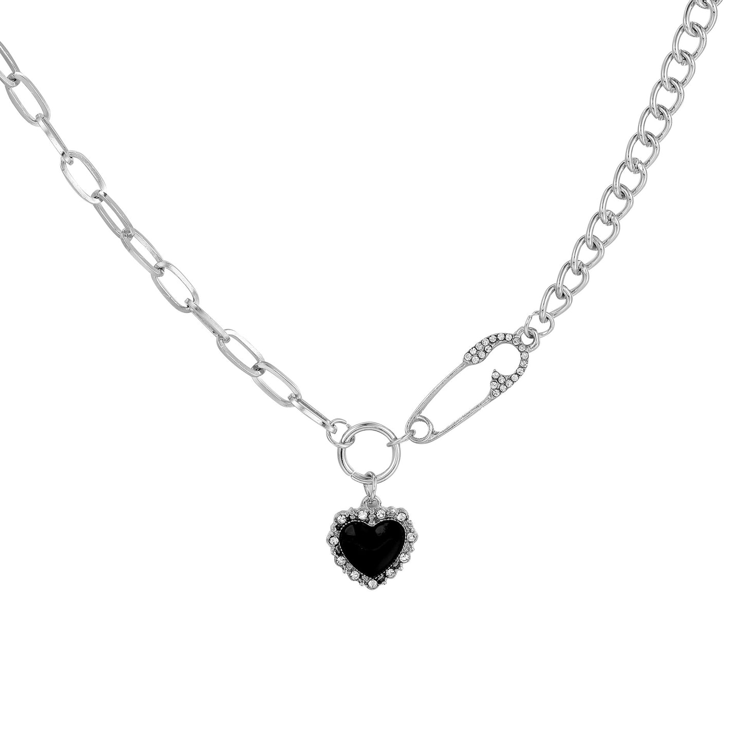 Black Heart-shaped Female Pin Personality Fashion Vintage Sweater Necklaces