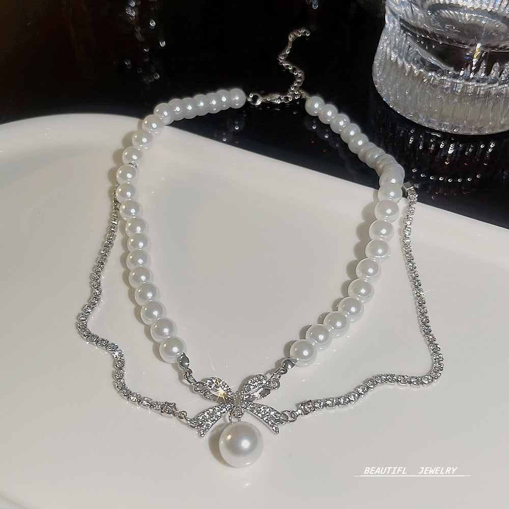 Women's Bow Pearl For Niche Design Clavicle Necklaces