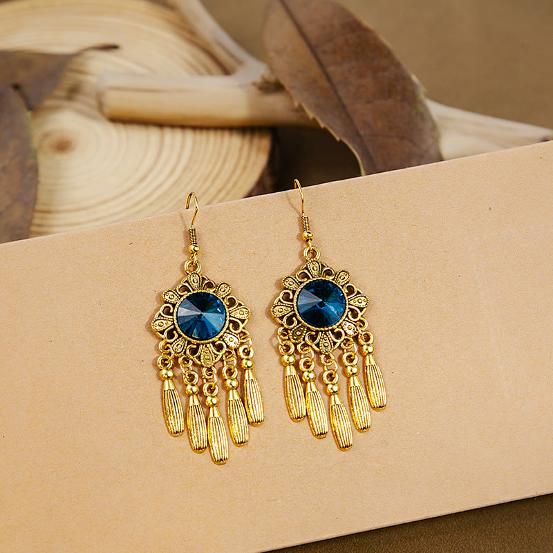 Bohemian Style Turquoise Vintage Ethnic Tassel Earrings
